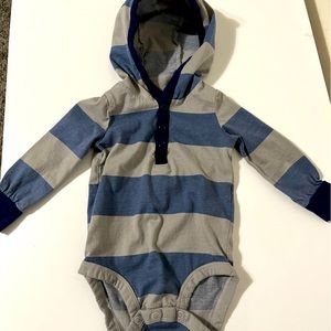 Carter brand navy blue and grey striped onesie!